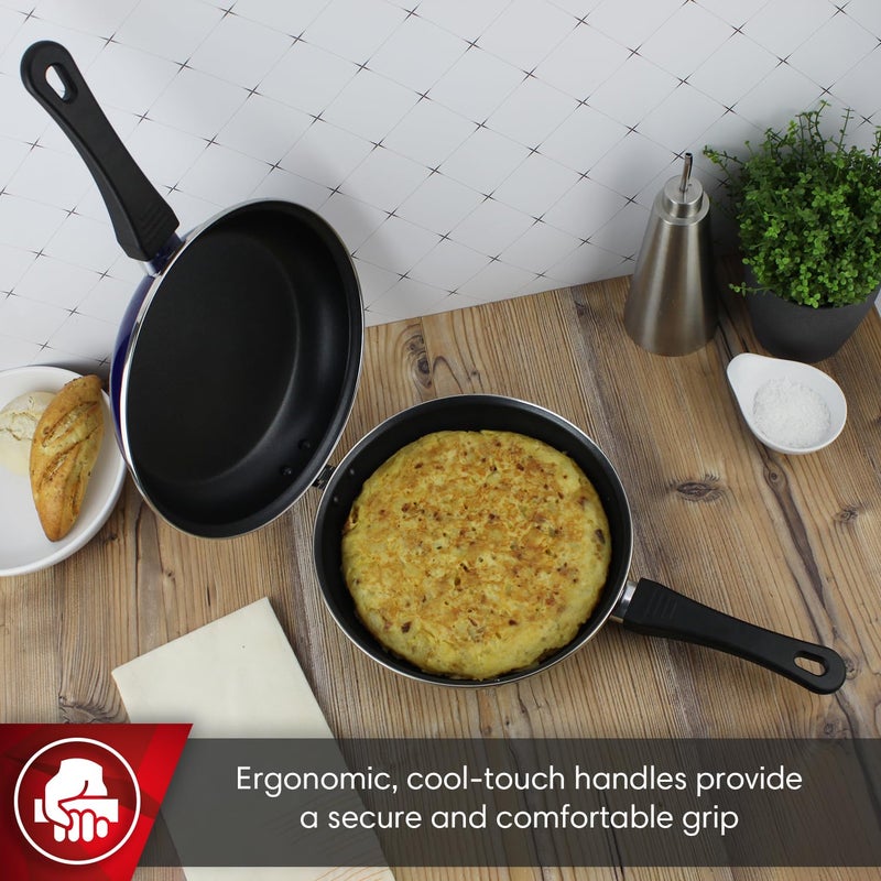 Magefesa Blue Frittata Pan. Double layer non-stick frying pan, vitrified steel, compatible with all types of fire, including induction, Dishwasher safe, Ergonomic handle (9,4â€) (BLUE) - Image 4